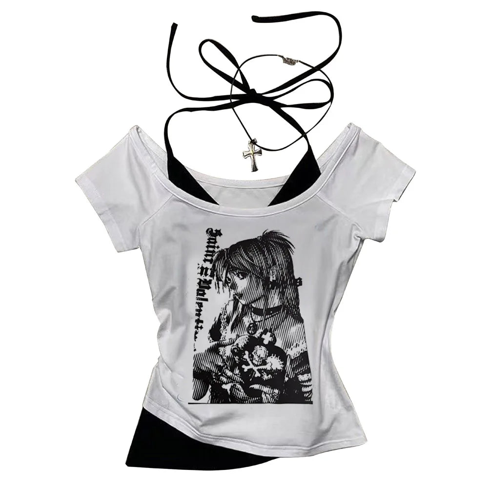Y2K Death Note Basic Crop Tee