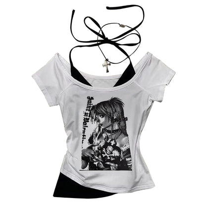 Y2K Death Note Basic Crop Tee