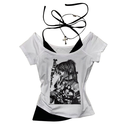 Y2K Death Note Basic Crop Tee